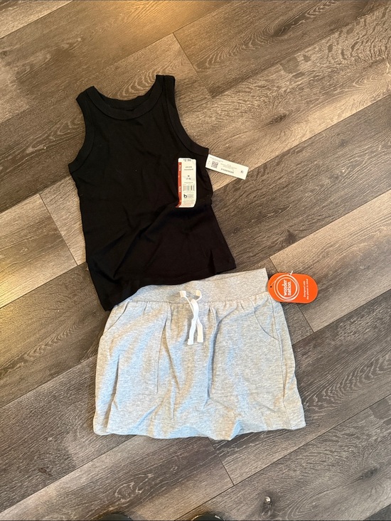 wonder nation Other - wonder nation Black Tank & Light Gray Drawstring Skort Set
